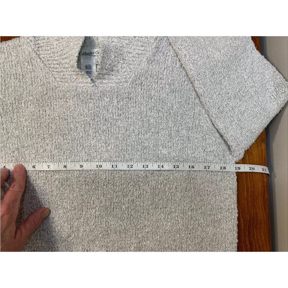 Coldwater Creek Boucle Shawl Collar Sweater Long Sleeve Size S Lt Gray Melange - Picture 6 of 8